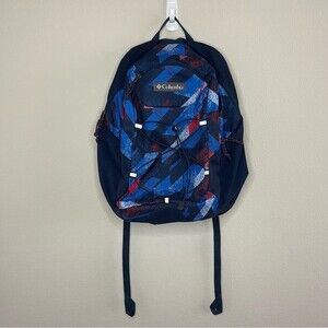 Columbia Backpack Blue Red w/ Laptop Sleeve & Lots of Storage - EUC